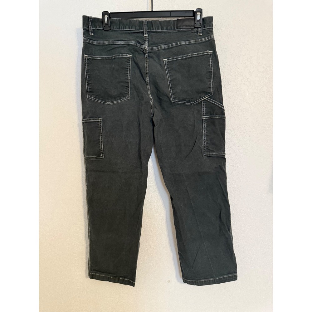RSQ Mens Loose Fit Carpenter Pants Gray White Stitch Size 36x30 Workwear - Picture 2 of 4